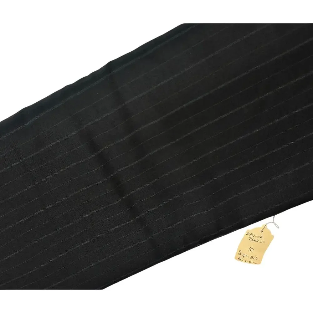 Super 80s Wool Black Gray Pinstripe Suiting Fabric 60” Wide 5.75 Yds